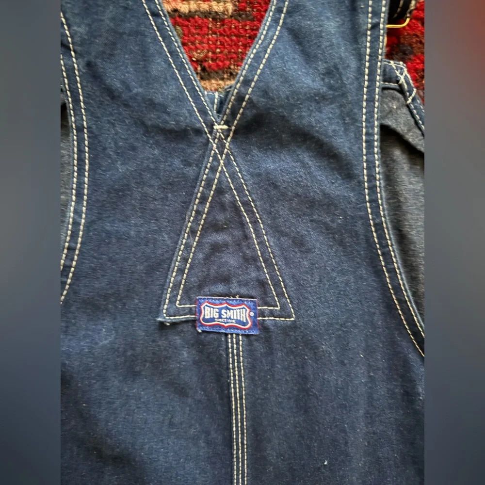 Vintage distressed Big Smith Blue Denim Overalls 42x30 - Picture 7 of 8